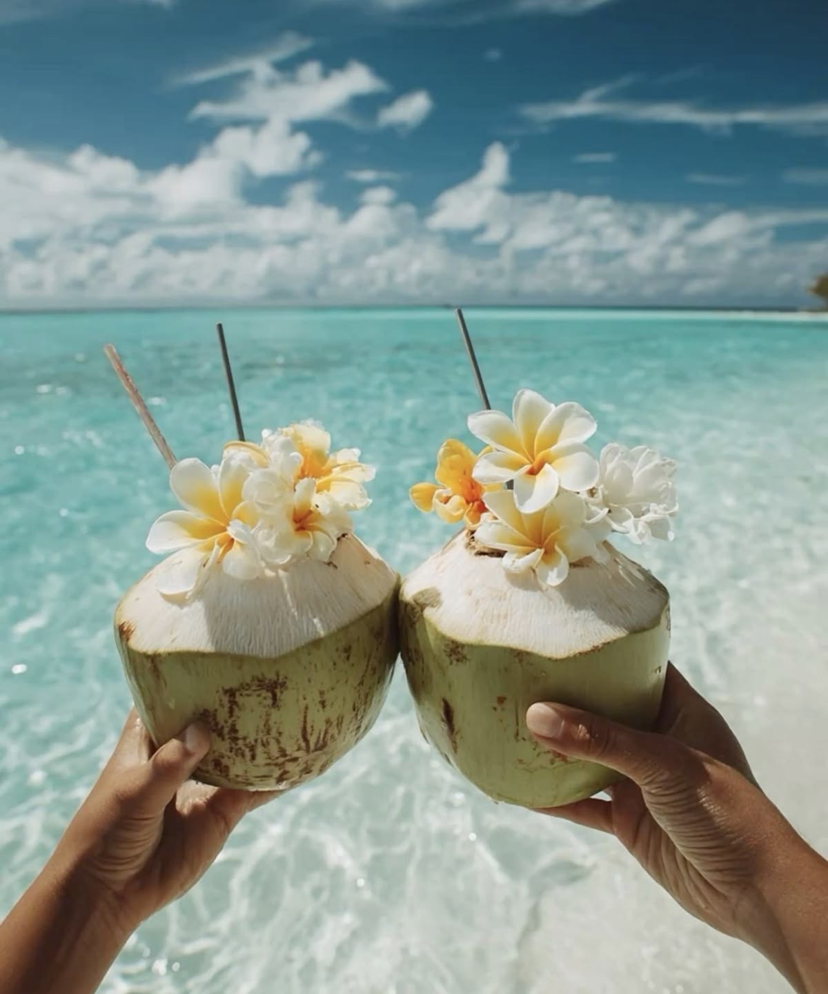 Coco frais sur lagon turquoise · Guadeloupe